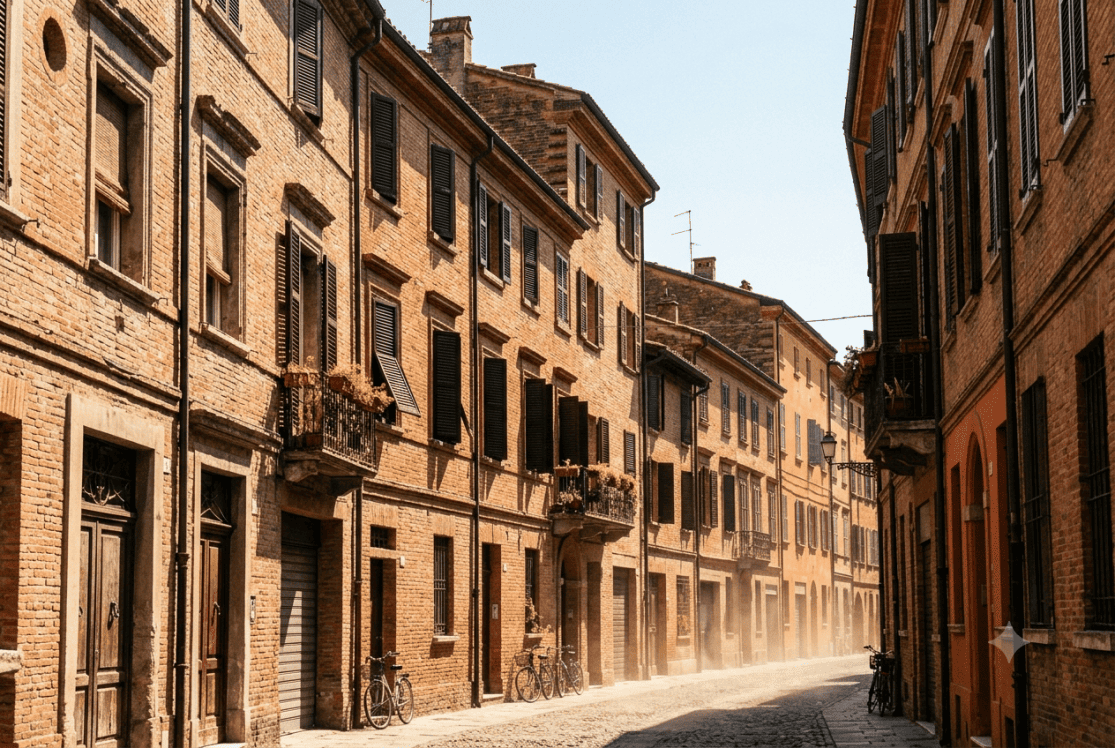 Old European homes during a summer heatwave