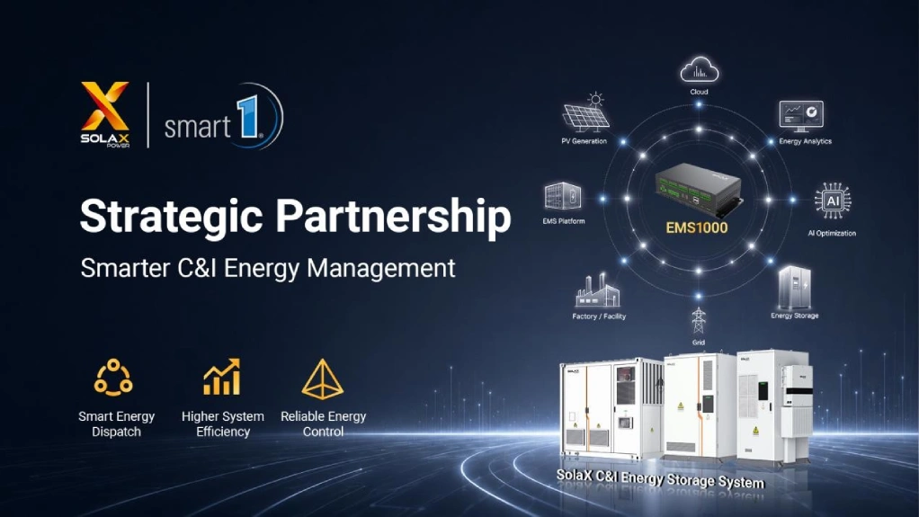 smart1 solutions connects its EMS to SolaX's full C&I storage portfolio via EMS1000