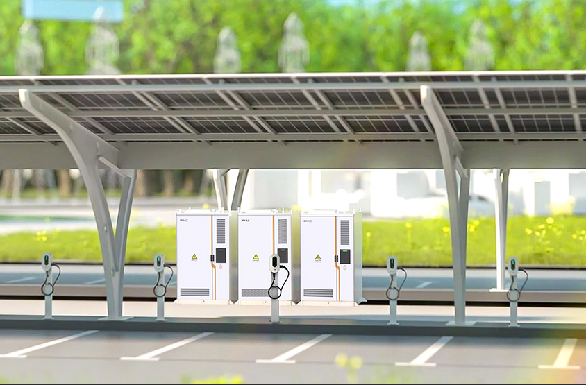 Commercial solar carport with battery energy storage and EV charging stations