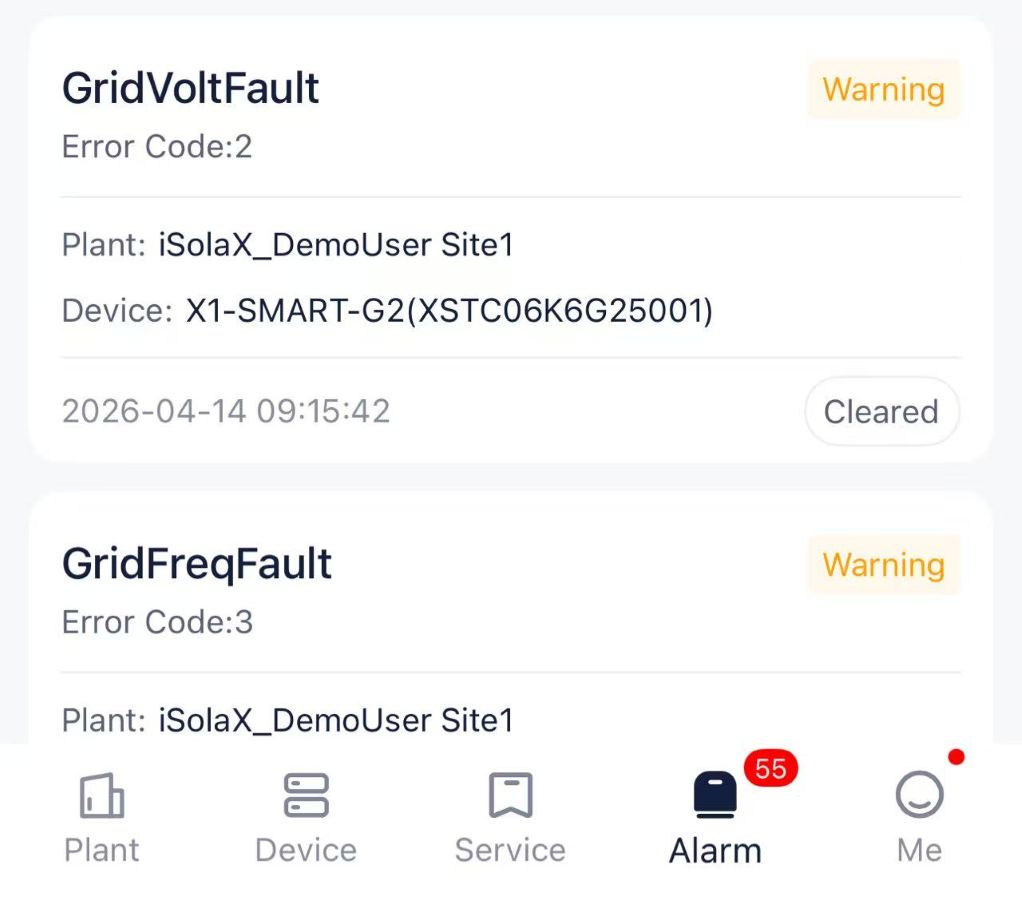 SolaXCloud inverter error codes